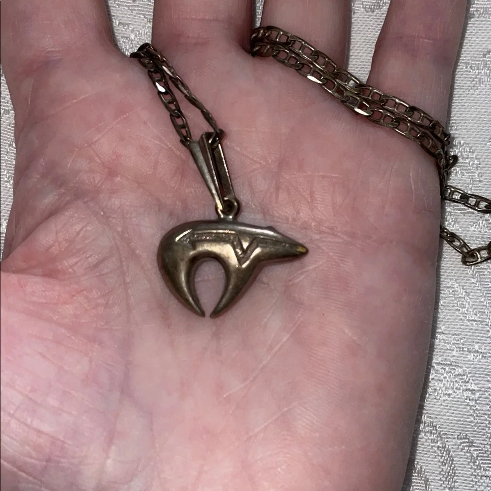 Rare Vintage Sterling Silver Inlay Elegant Pink Pendant Bear Necklace.  20” - Picture 5 of 11